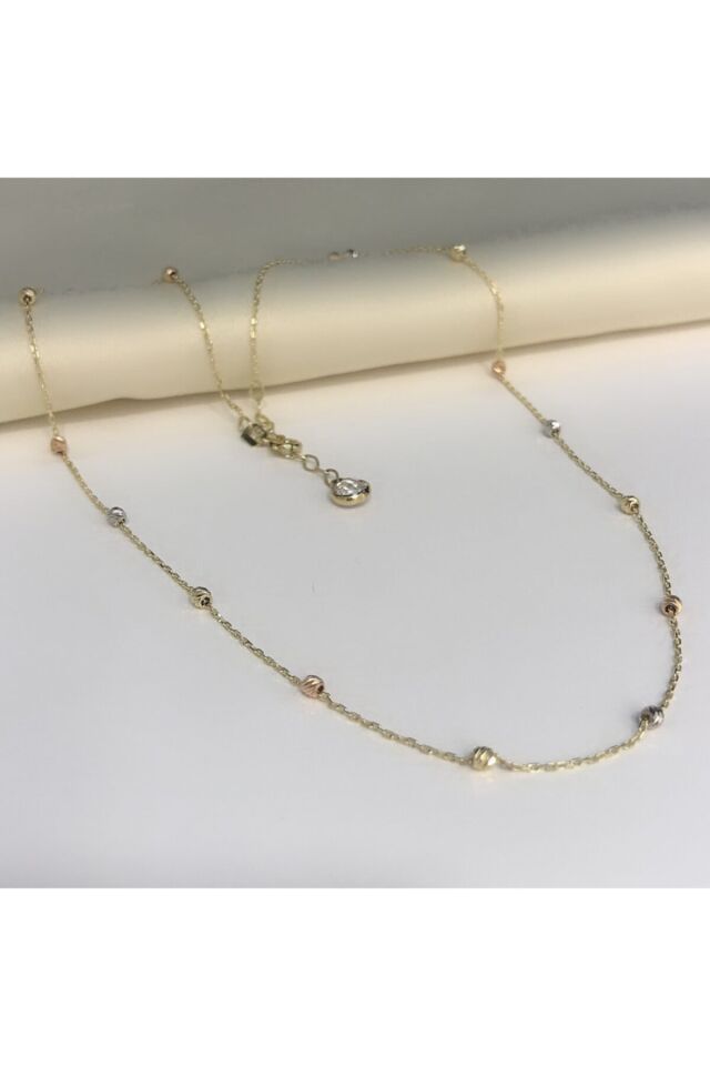 Üç Renk Dorika Altın Kolye