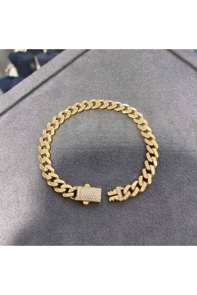 Gurmet altın zincir bileklik taşlı