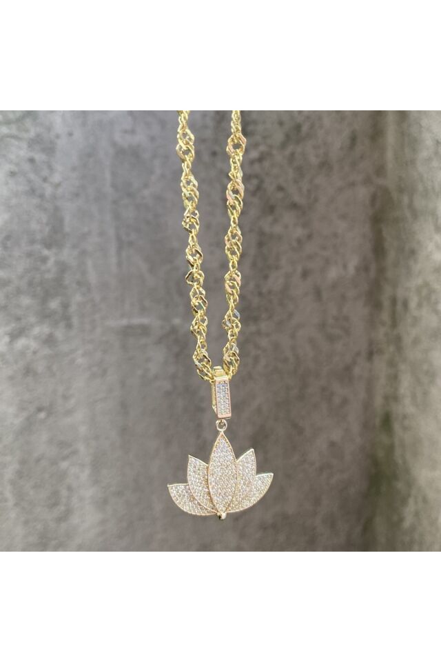 Lotus altın kolye