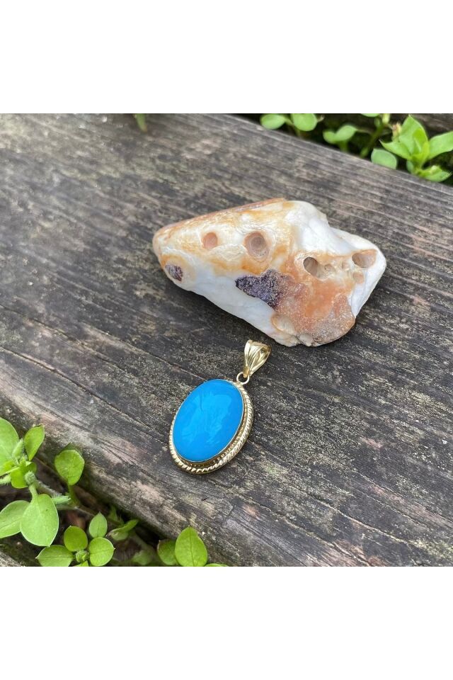 Firuze altın kolye ucu